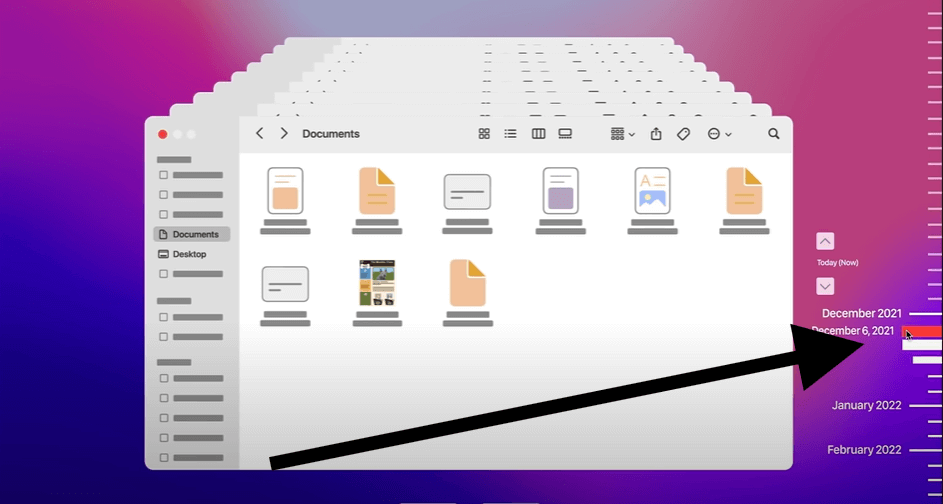 displayed files by time machine