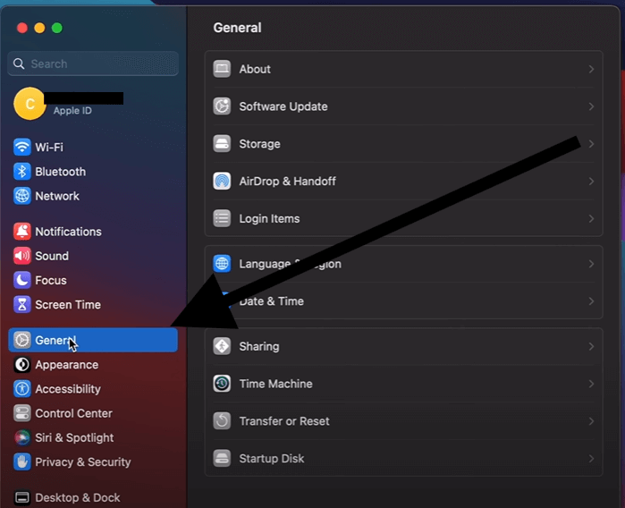genneral button on mac