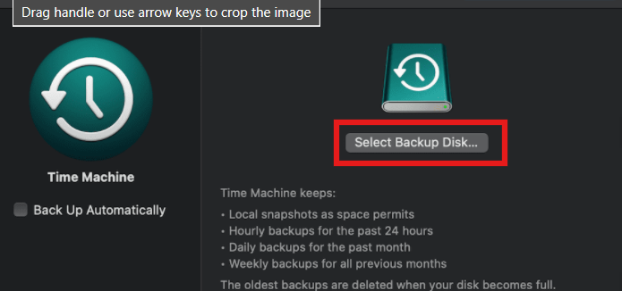 select backup disk