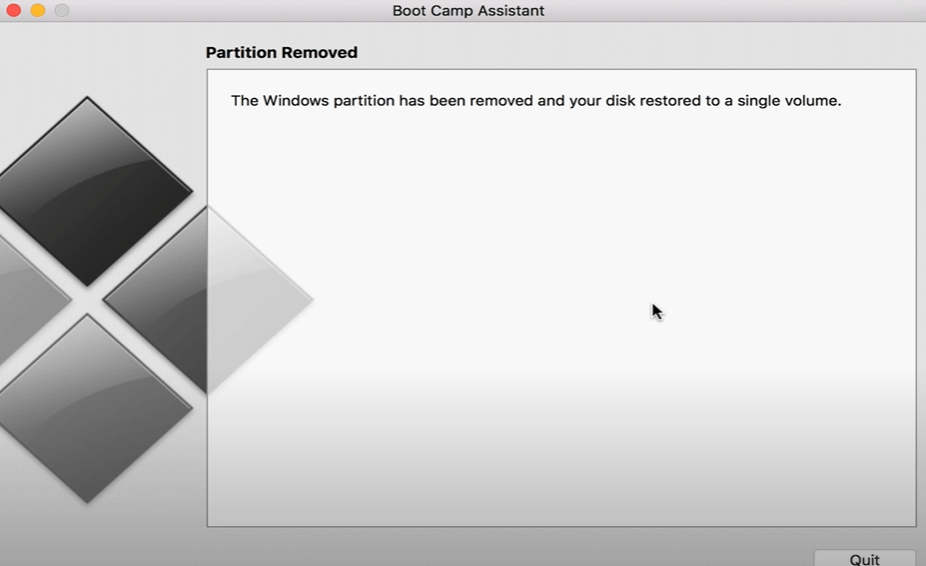 verify removal with disk utility