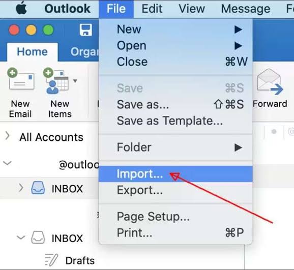 file menu import