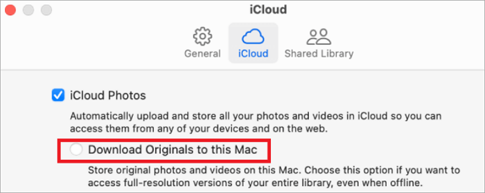 photo library on mac icloud