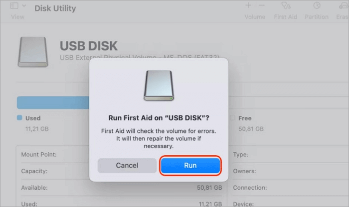 run first aid on usb disk