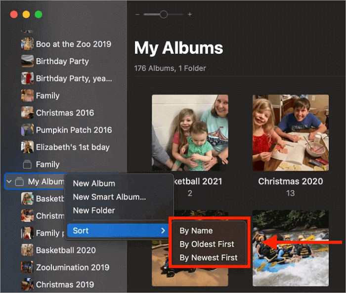 settings of location of photos on mac