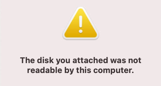 the disk you attach is not readable by this computer