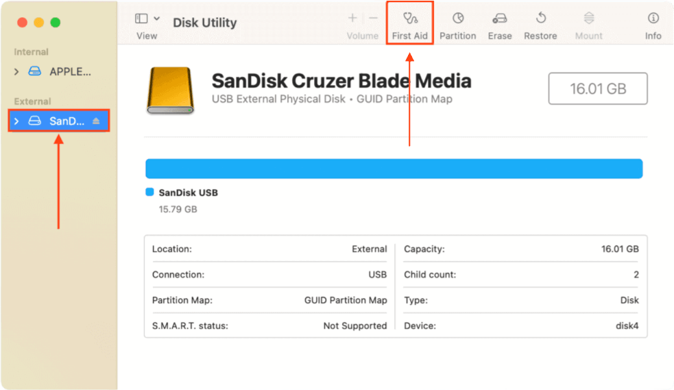 use mac first aid to check or repair disk permissions