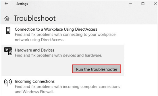 run troubleshooter to fix sd card