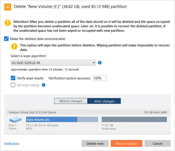 delete partition using freeware