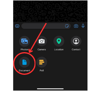 document button on whatsapp