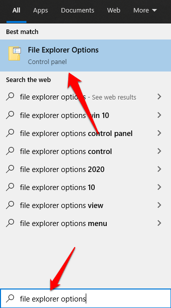 file explorer options