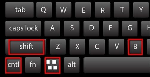 press the shortcut key shift and b