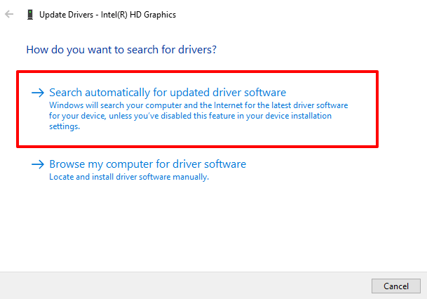 search-for-automatically for updated driver software