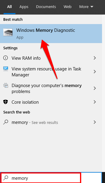 windows memory diagnostic