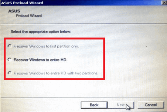 recover windows to entire hd