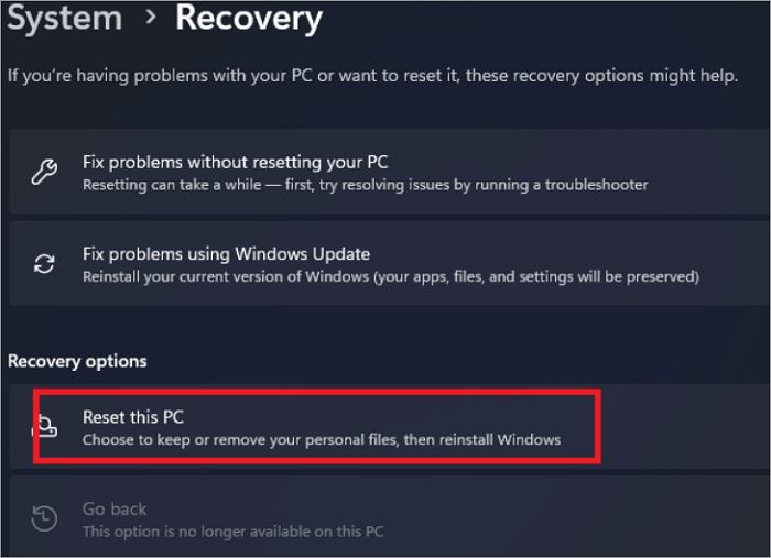 restore this pc windows system