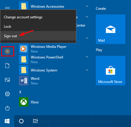 windows sign out button